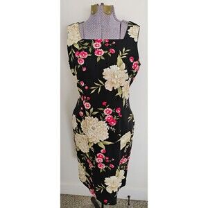 VTG Positive Attitude Women's Floral Linen Blend Dress Cottage Special Event S